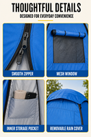 Tente de douche de camping portable pop-up avec structure en acier, abri de dressing/privacité étanche à une pièce pour les sorties estivales