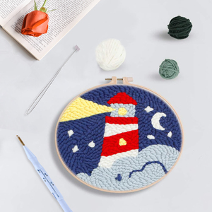 Kit de démarrage pour broderie Punch Needle, kit d'artisanat DIY pour débutants et adultes, kit de broderie Punch Needle Lighthouse, cadeau d'artisanat DIY - Product Image 4