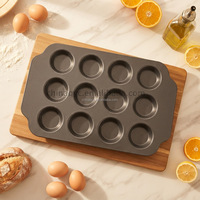Plaque de cuisson en acier au carbone antiadhésive à 12 cavités pour muffins et mini-gâteaux, vente en gros
