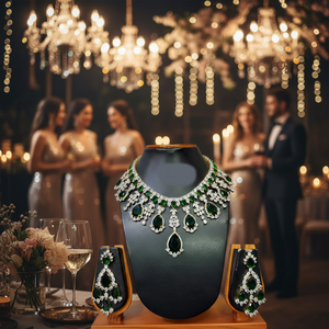Collar de Diamantes Americanos, Elegante Color Verde, Joyería Fina para Mujer, Perfecto para Bodas, Fiestas, Festivales y Regalos - Product Image 3