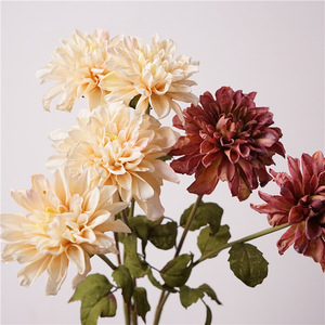 H-758 Dahlia artificielle à tige unique réaliste <span class=keywords><strong>de</strong></span> haute qualité, <span class=keywords><strong>centre</strong></span> <span class=keywords><strong>de</strong></span> <span class=keywords><strong>table</strong></span> pour mariage, décorations <span class=keywords><strong>de</strong></span> Noël et du <span class=keywords><strong>Nouvel</strong></span> <span class=keywords><strong>An</strong></span>, en soie - Product Image 3