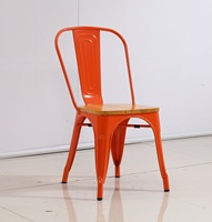 Vente en gros de chaise de salle à manger en métal noir meubles de salle à manger de style industriel rétro chaise de salle à manger en bois massif d'orme chaise de salle à manger en métal