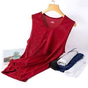Summer Knitted Casual Polyester Mesh Breathable Sportswear Training <b>Singlet</b> Crewneck Sleeveless <b>Men</b> Tank Top Wholesale - Product Image 4