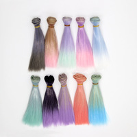 BJD — perruque chevelure de poupée mignonne 15CM, rideau des cheveux, couleur dégradé