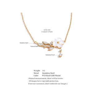 JINYOU 5279 Exquisito Collar con Colgante de Flor y Hoja de Circonita Cúbica, Cadena Fina de Acero Inoxidable Chapada en Oro para Mujer - Product Image 6