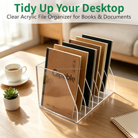 Organisateur de bureau en acrylique transparent de luxe à 5 compartiments pour magazines et documents, idéal pour la maison et l'école - Fabrication OEM