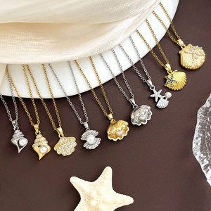 Ocean Shell Real Gold Plated <b>Copper</b> Clavicle <b>Chain</b> Minimal Vacation Beach Necklace For Women Trendy Ladies Jewelry - Product Image 4