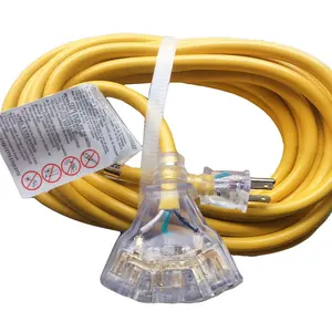 110v power plug yellow 12 gauge 25 foot 123 extension cord yellow