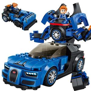 Bambini fai da te Race Car Block giocattolo per ragazzi veicolo di deformazione <span class=keywords><strong>Robot</strong></span> dinosauro costruzione auto con Mini figure - Product Image 2