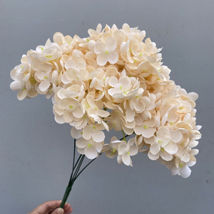 YOPIN-1621 5头仿勃艮第绣球花人造丝真触摸白色绣球花 - Product Image 3