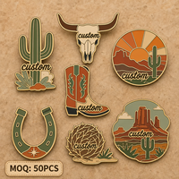 Épingles en émail personnalisées de haute qualité du fabricant, motif Cactus Tumbleweed, style rétro western, badge du désert, souvenir de voyage, épingle de revers en métal