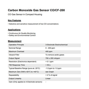 Sensor de Gas Monóxido de Carbono CO/CF-200 0-200 ppm, Monitoreo Electroquímico Continuo de la Calidad del Aire - Product Image 1