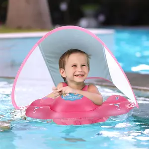 Swimbobo Inflatable Newborn Baby Swimming Floats Wholesale Summer Kids Swim Inflatable Water Float Ring With Canopy