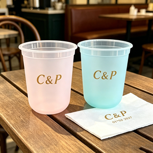 Vasos de Plástico Desechables Negros de 350ml, 500ml, 400ml con Logotipo Personalizado, Vasos Transparentes Tipo Boba con Fondo Plano en Forma de U para Estadios - Product Image 1
