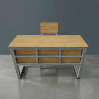 Bureau d'enseignant moderne et durable avec chaise, ensembles scolaires écologiques pour la maison, le bureau et la salle de classe, table en bois avec tiroirs