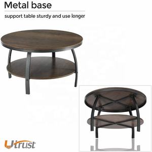 천연 나무 중국어 현대 스타일 대형 금속 스테인레스 스틸 하이 엔드 라운드 커피 카운터 테이블 거실 나무 스토리지 - Product Image 6