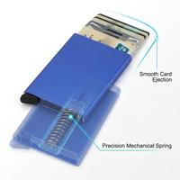 Portefeuille de cartes de crédit professionnel en aluminium de haute qualité avec blocage RFID, pop-up, vierge avec logo pour hommes