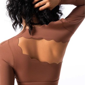 Yoga <strong>Clothing</strong> Women's Comfortable Skin-friendly Breathable Quick Dry Lace Chest Pad Spandex/Nylon Shockproof Long Sleeve Tight - Product Image 1