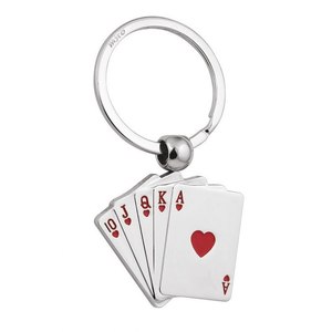 Llavero Personalizable ROYAL FLUSH HEARTS POKER de Metal y Vidrio con Acabado de Cristal para Hoteles y Negocios - Product Image 1