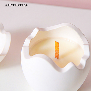 Pot de ciment en céramique de cire de soja de forme ronde d'œuf au Design moderne bougie parfumée avec couvercle - Product Image 5