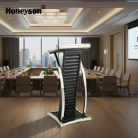 Pupitre en acrylique Honeyson Hall avec support pour microphone - Support de conférence mobile portable fabriqué en Inde, garantie OEM de 2 ans