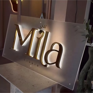 Tùy chỉnh 3D Acrylic kinh doanh signage vàng Tường biển hiệu với Backlit chữ trên bảng điều khiển cho văn phòng & cửa hàng sử dụng ngoài trời - Product Image 3