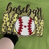 Patch en chenille de grande taille à repasser, prêt à être expédié, pour maman, football, baseball, basketball, soccer, transfert thermique pour maillot de sport
