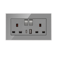 Prise murale électrique USB Type C standard britannique Bingoelec, interrupteur à bouton, 13A