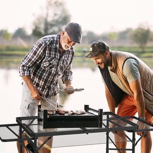 Bolsa de malla de parrilla plegable ajustable de altura de mesa portátil para exteriores de 3x2 pies, paneles negros de 2 alas para uso en la playa para acampar - Product Image 2