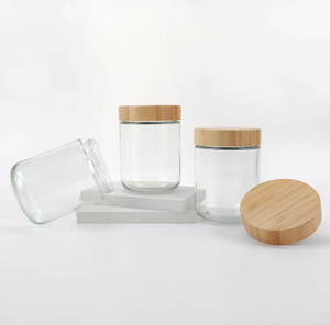 Custom Airtight Bamboo Lid Clear Cylinder <b>Glass</b> Jar Cute Cat Print Decal Moisture Proof Pet Food Storage <b>Container</b> for Dry Cat - Product Image 2