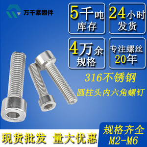 Wanqian Fasteners 316 Stainless Steel Cup Head Hex Socket Screw M2 M3 M4 M5 M6 Metric Standard Thread Plain Finish - Product Image 2