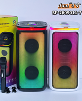 Haut-parleur de karaoké double 4 pouces BSL-809 40W avec lumière RGB, haut-parleur de fête, basses profondes, haut-parleur d'extérieur