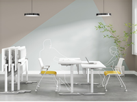 Mesa de Entrenamiento Moderna Plegable y Ajustable con Ruedas Ocultas - Panel Metálico MFC Flotante para Oficinas y Espacios Comerciales; Fácil de Plegar y Apilar