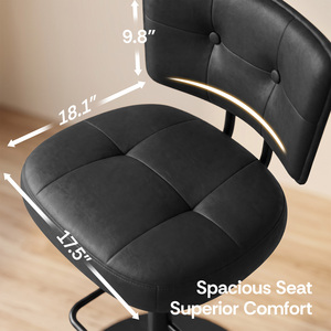 <b>Adjustable</b> <b>Height</b> Swivel Bar <b>Stool</b> with Tufted Backrest PU Leather Bar Chair with Footrest for Kitchen Island Counter Home Bar - Product Image 3