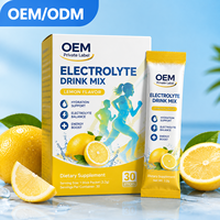 Bubuk Elektrolit untuk Wanita dan Pria, Mendukung Hidrasi, Keseimbangan Elektrolit, Energi Tahan Lama, Rasa Lemon, 30 Sachet, OEM HALAL