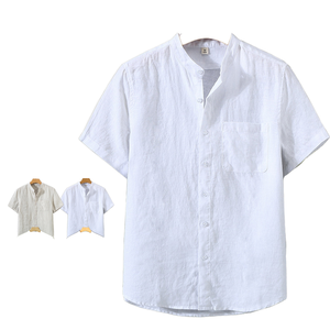 <span class=keywords><strong>Chemise</strong></span> en <span class=keywords><strong>lin</strong></span> personnalisée de haute qualité du fabricant OEM pour hommes 100% Support en <span class=keywords><strong>lin</strong></span> <span class=keywords><strong>Mao</strong></span> manches courtes décontracté été teint uni 'Camisa De - Product Image 1