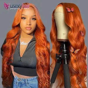 Ginger Orange 13x6 HD Lace Front Wigs Human Hair Bone Body Wave 13x4 Human Hair Lace Frontal Wigs Transparent Lace Wig For Women
