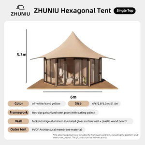 Tienda de Campaña Safari Zhuniu, Tienda de Campaña de Lona de Lujo, Tienda Hexagonal para Glamping, <span class=keywords><strong>Retiro</strong></span> en <span class=keywords><strong>el</strong></span> Bosque, Resorts, Campamentos, Villas al Aire Libre, Eco Lodges - Product Image 6