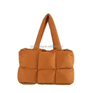 AQTQ Wholesale Customized High Quality Handbag Padded Down Cotton Nylon Women Puffer Tote Bags Manufacturer