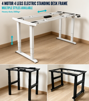 Bureau de travail moderne électrique ergonomique réglable pour la maison et le bureau, avec cadre métallique, quatre moteurs, quatre pieds, robuste, certifié TUV CE