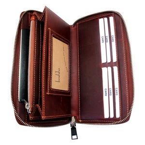 Custom Mens <b>Long</b> Wallet Men's Card Holder Crazy Horse Leather Wallet Money <b>Bag</b> for Man - Product Image 1