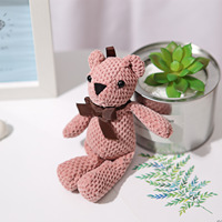 Ours en peluche de 16cm avec motif de grille d'ananas porte-clés à lumière douce pour sac à main breloque souvenir ou accessoire cadeau