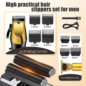 Set <span class=keywords><strong>Professionale</strong></span> per la Cura della <span class=keywords><strong>Barba</strong></span> da Uomo, Tagliacapelli, Rasoio, Trimmer 3 in 1 con Lame in Acciaio Inox, Ricarica Rapida, Uso Domestico, Nuovo - Product Image 2