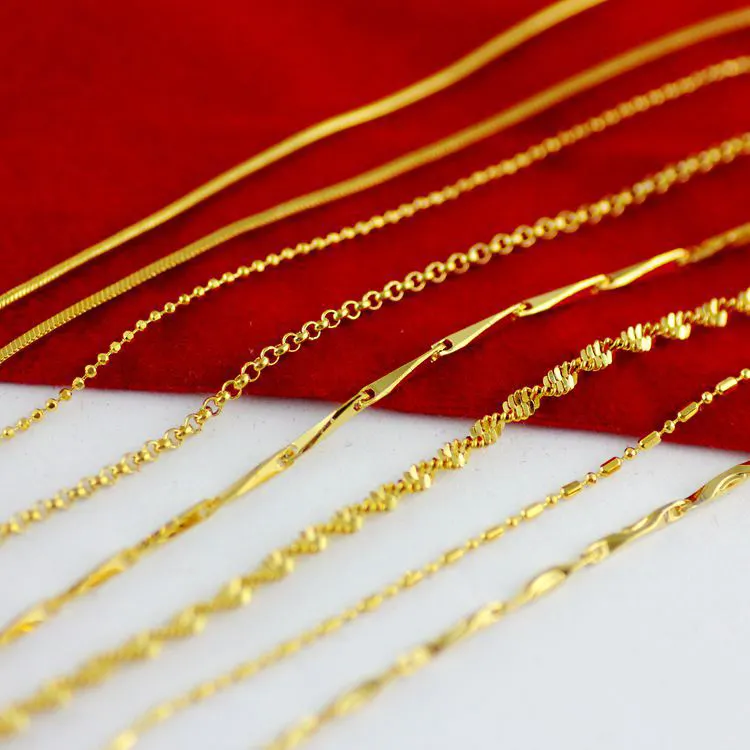 2023 Dubai Jewelry 24K Gold Filled Plated Collar de cadena de cuello largo Nuevo diseño de cadena de oro para hombres y mujeres
