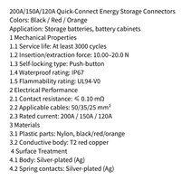 Connecteurs de faisceau de câblage haute tension mâle-femelle 200A/150A/120A pour stockage d'énergie + Connecteurs Noir Rouge Orange Flexcoil YS 1P