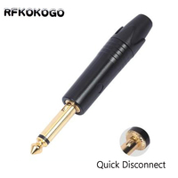 Connecteur plaqué or avec câble Audio Microphone et Jack 6.35mm, 2 pôles, Mono / 3 pôle, 6.3MM, 1/4 pouces