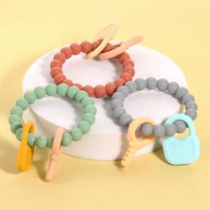 <b>Silicone</b> Party Gift New Baby Bracelet Colored <b>Beaded</b> Soft for Baby Teeth Grinding Products - Product Image 1