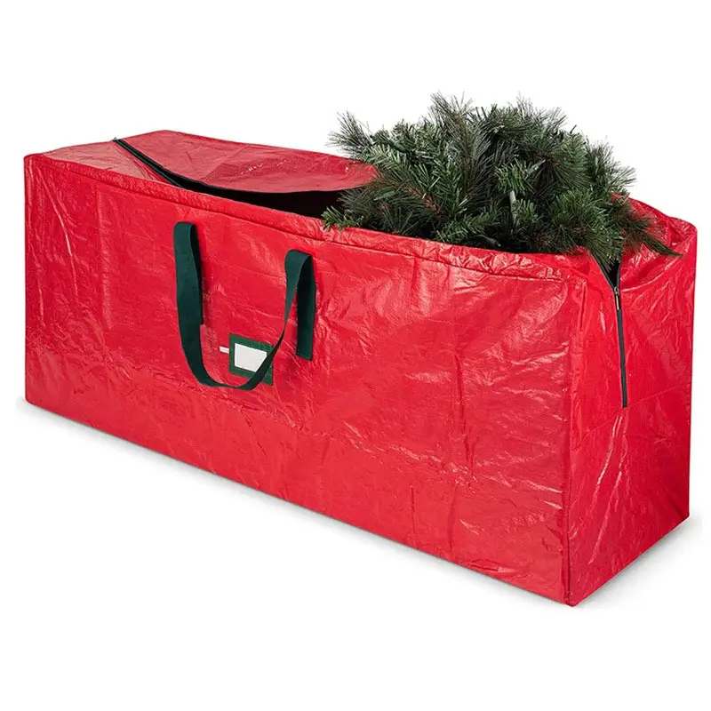 Amazon Hot Heavy Duty Fabric Packaging Extra Strong Red Large Christmas Tree Container Uprigh Zipper Storage Organizer Gift Bag