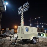 Promotion : Tour d'éclairage mobile portable 4*400W à LED pour remorque, avec générateur diesel hydraulique, pour engins de construction