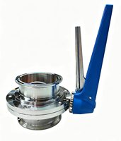 Vanne papillon sanitaire en acier inoxydable 304/316L à trois colliers avec poignée manuelle pour conduite sanitaire